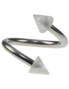 Curve Øjenbrynspiercing med Gennemsigtige Spikes - 1.2 x 8 mm