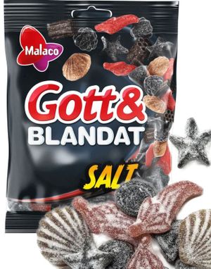 Godt Og Blandet Salt - Forskellige Salte Vingummi- Og Lakridsstykker 150 Gram