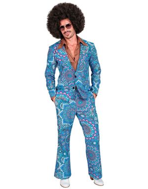 60's Blomstrete Blå Hippie Kostymedress til Herre