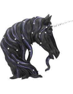 Jewelled Midnight - Sort Enhjørningfigur med Klare Sten 15 cm