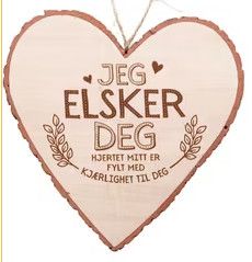 Hjerteformet Træskilt med Tekst