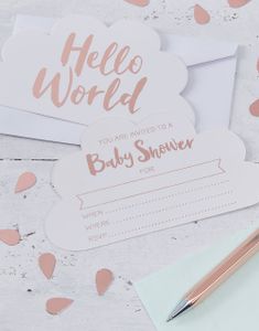 10 stk. Invitationer - Hello World