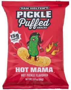 Van Holten's Hot Mama Puffed Snacks - Linsesnacks med Spicy Sylteagurksmak 50 gram (USA)