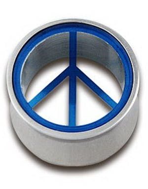 Piercing Plug med Blåt Peace-Tegn