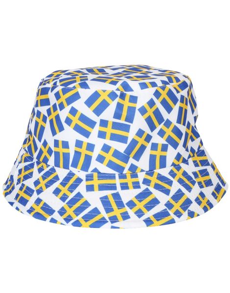 Sverige Supporterhatt - Bøttehatt med flagg
