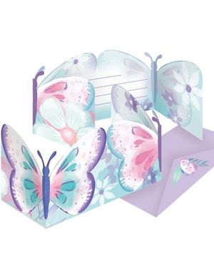 6 stk Sommerfugl Invitasjoner - Flutter Dream