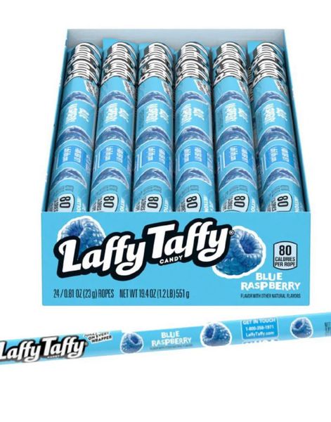 24 stk Laffy Taffy Blue Rasberry - Karamellstang med Smak av Blå Bringebær 23 gram (USA Import) - Hel Eske