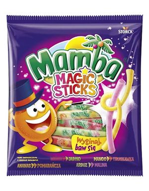Mamba Magic Sticks - Karamell Stenger med Forskjellige Frukt- og Bærsmaker 140 gram