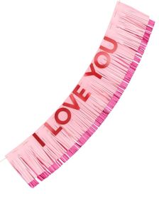 I Love You - Rødt og Rosa Frynsebanner med Tekst 1,5 meter