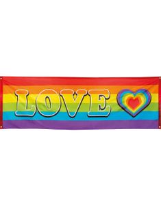 Love - Stort Regnbuefarvet Banner 220x74 cm