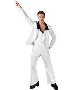 Hvidt Saturday Night Fever Inspireret Herrekostume 