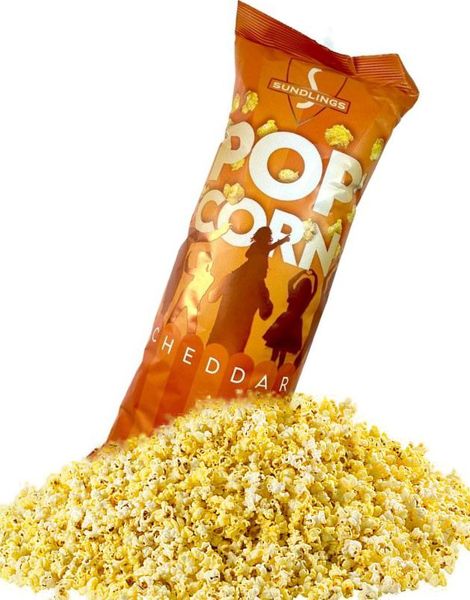 Sundlings Cheddar Popcorn - Ferdigpoppet Popcorn med Cheddarsmak 100 gram
