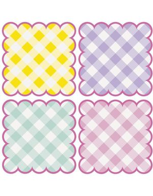 8 stk Fire Forskjellige Rutete Pastell Bordbrikker 31x31 cm