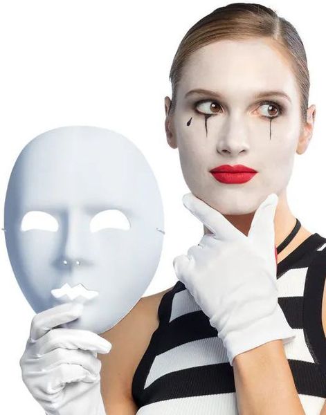 Deluxe Ansiktmaske Mime Hvit