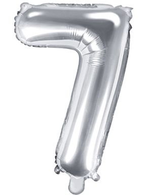 Tallet 7 - Sølvfarvet 41 cm Lille Folieballon