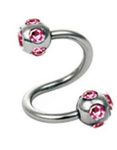 Curve Øjenbrynspiercing med Rosa Sten 