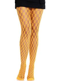Strømpebukse med geometrisk nettingmønster – Oransje