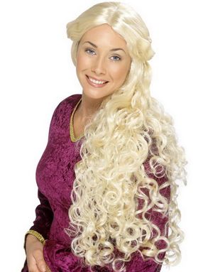 Middelalder Paryk m/Krøller - Blond