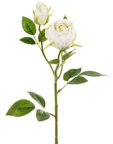 Kremfarget Rose 55 cm - Kunstige Blomster