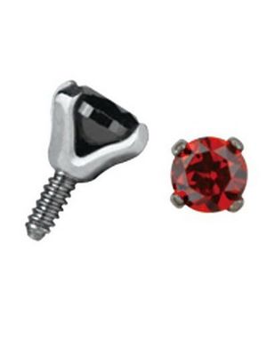 Rund Rød Sten - Strl 3 mm Dermal Anchor Kugle med 1,2 mm gevind