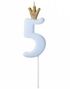 Tallet 5 - Blått Kakelys med Gullkrone 9,5 cm