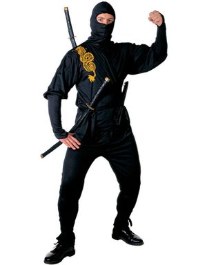 Sort Ninjakostume med Maske