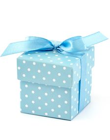 10 stk Baby Blå Gaveæsker med Bånd 5x5 cm