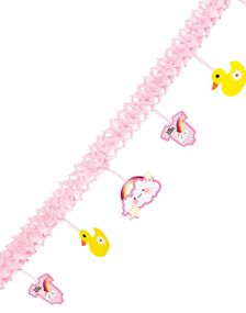 Pink Guirlander med Hængende Motiver 4 Meter - Baby Girl