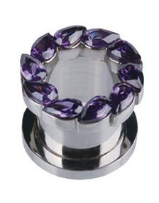 Drip Drop Purple - Sølvfarvet Piercing Tunnel