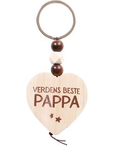 Nøkkelring med Trehjerte og Perler - Verdens Beste Pappa