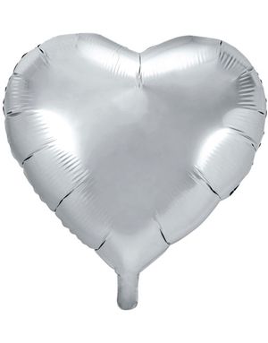 Hjerteformet Sølvfarvet Folieballon 45 cm