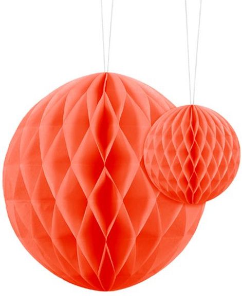 Orange Honeycomb Ball Vælg Størrelse 10-20 Cm