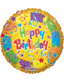 Happy Birthday - Folieballon med Motiv af Partykonfetti 46 cm
