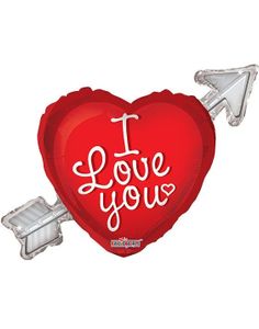 I Love You - Stor Hjerteformet Folieballong med Pil og Tekst 91 cm