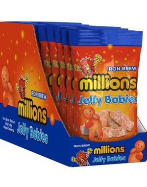 10 Stk Poser med Millions Jelly Babies med Smag af Iron Brew 1,8 kg