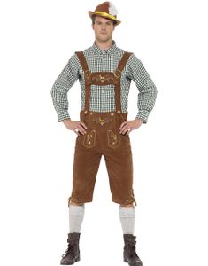 Traditionelt Brunt og Grønt Oktoberfest Luksuskostume til Herre