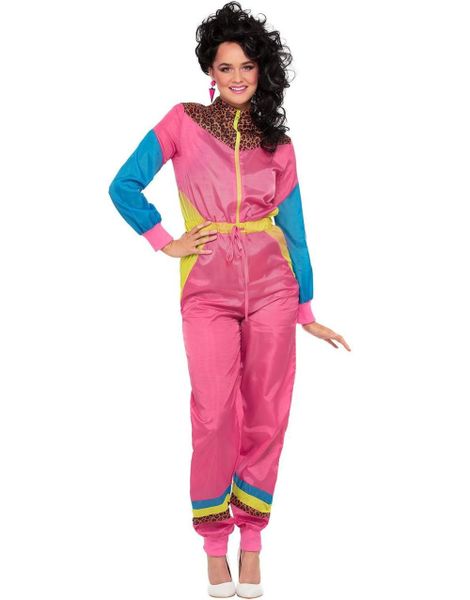 80's Fargeblokk Ski Joggedress Kostyme til Dame
