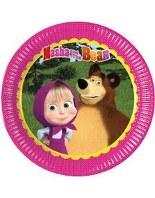 8 stk Papptallerkener 23 cm - Masha og Mishka