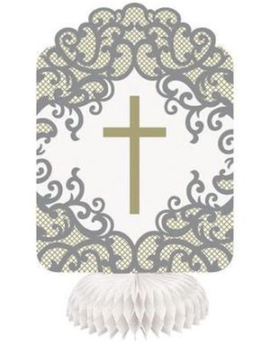3 Stk Gullkors Honeycomb Bordpynt 20 cm - Gold Cross
