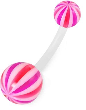 Candy Stripes - Lilla, Rosa og Rød Navlepiercing af Bioplast