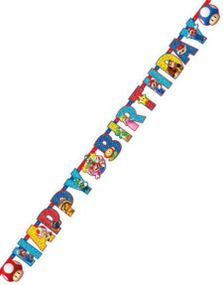 Super Mario - Flaggbanner i Papir 1,9 meter