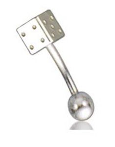 Silver Cube 1.2 x 8 mm med 3 mm Kugle Øjenbrynspiercing
