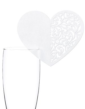 10 stk. Hjerteformet Bordkort til glas