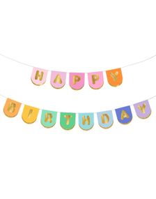 Pastellfarget Happy Birthday Girlander 163x12 cm