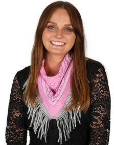 Rosa Cowboybandana med Sølvfrynser