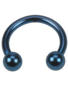 Rund Blå Øjenbrynspiercing med Runde Kugler - 1,2 x 8 mm