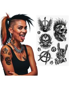 Punker/Anarkist - 9 Midlertidige Tatovering