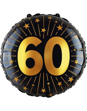 60-års Fejring - Sort og Guld Folieballon 46 cm