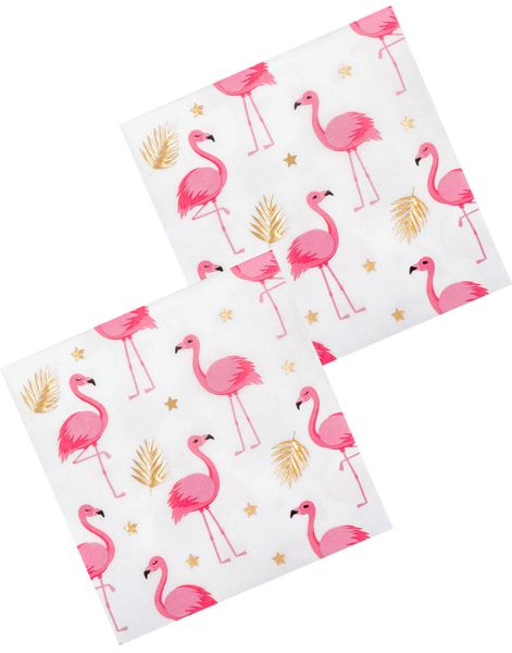 12 stk Servietter med Folieret Guldtryk 33x33 cm - Flamingo Gold