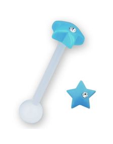 Star With Stone Blå - Tungepiercing